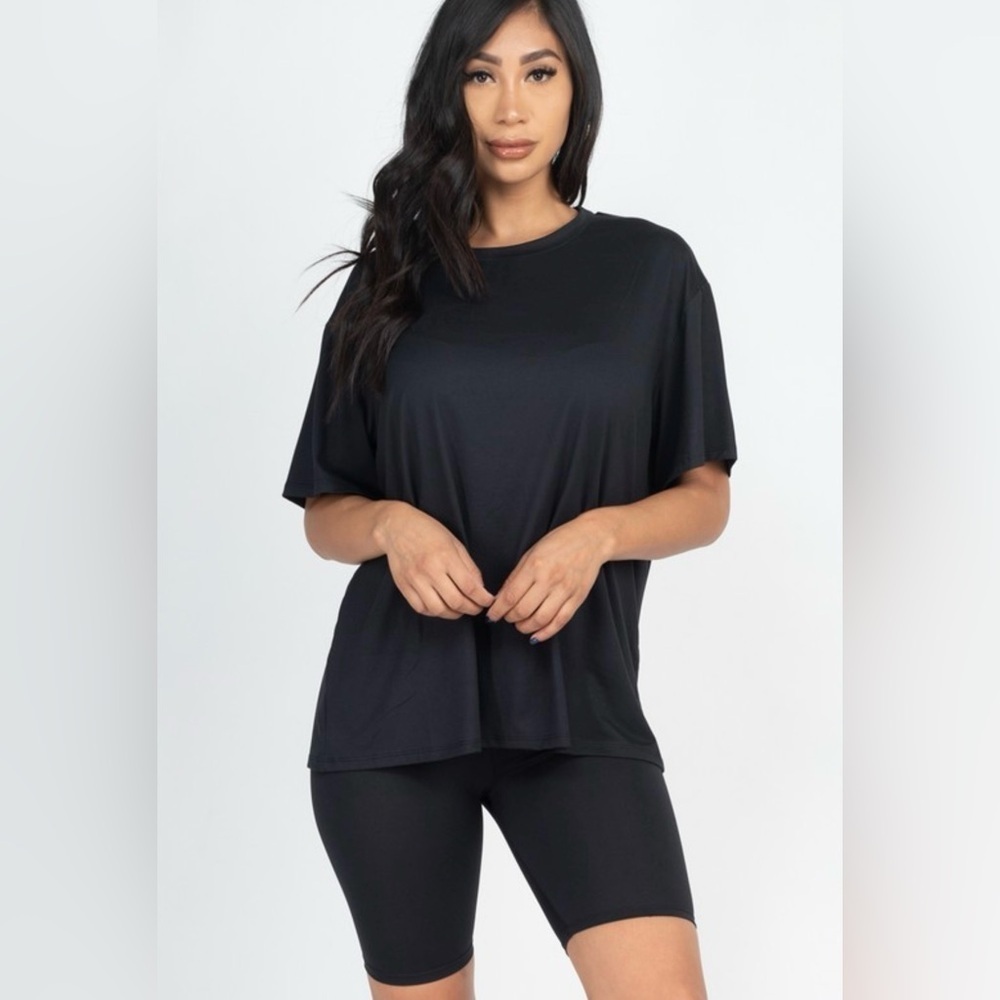 Black Biker Shorts and Oversized T Shirt Matching Set Lululemon Vuori